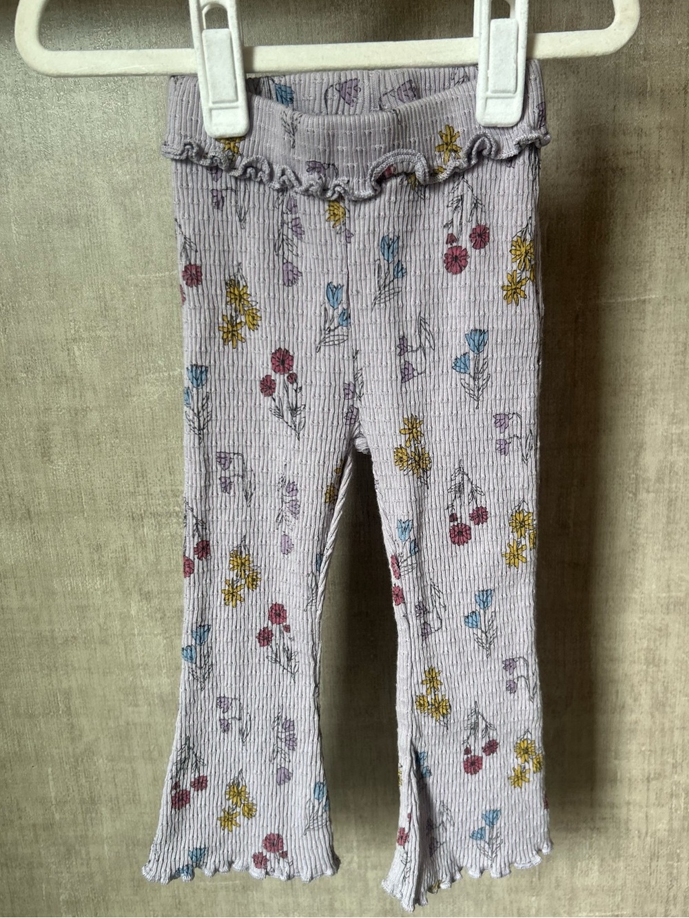 Zara Lilac Floral Ribbed Baby Leggings